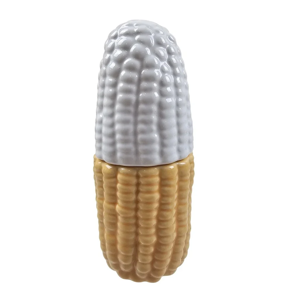 Vintage Ceramic Corn on the Cob Salt and Pepper Shaker Set Yellow White Nesting